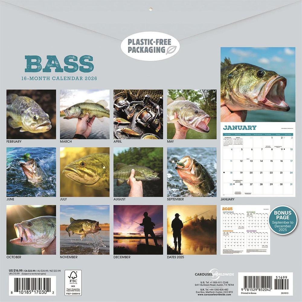 Bass 2026 Wall Calendar