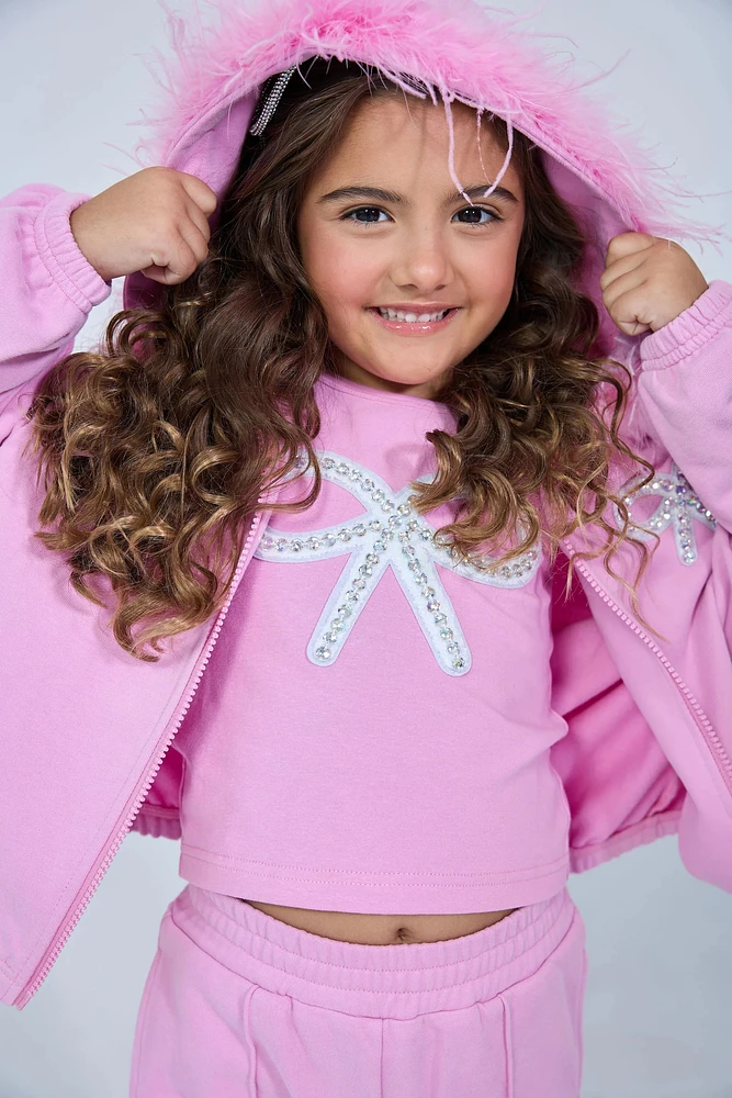 Fringe Purple Feather & Bow 3 Piece Set