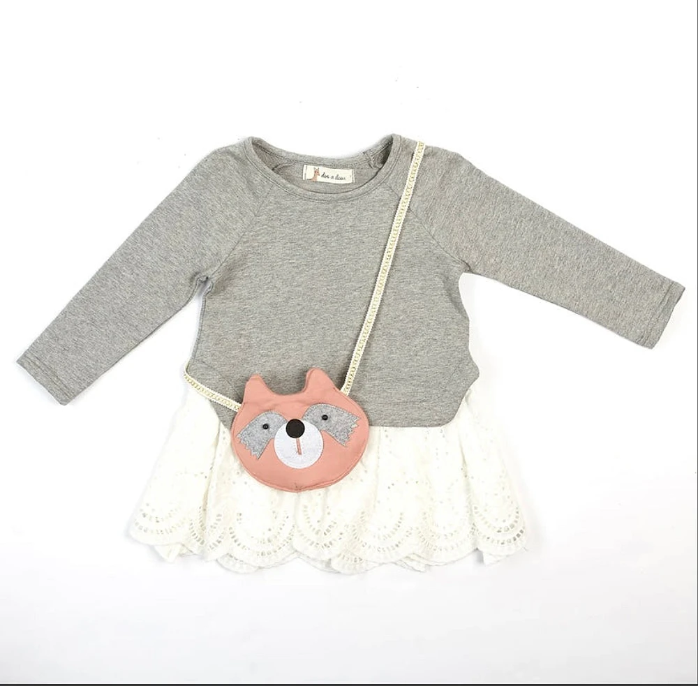 Raccoon dress with leggings& bag