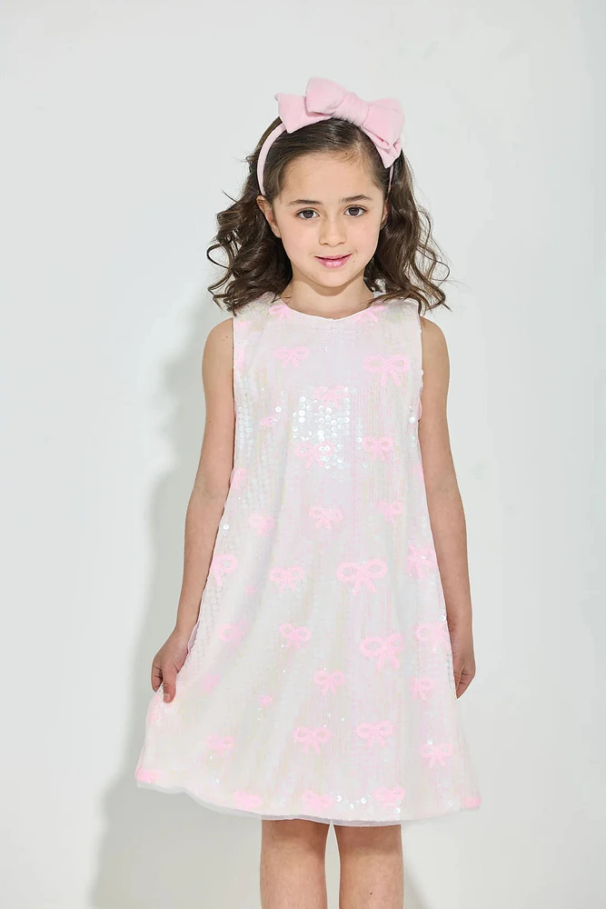 Pink Bow Sequin Dress