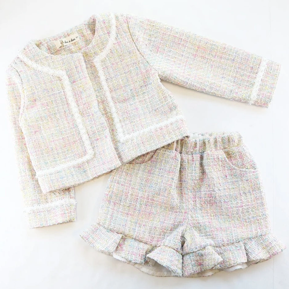 Ruffle Hem Tweed Jacket