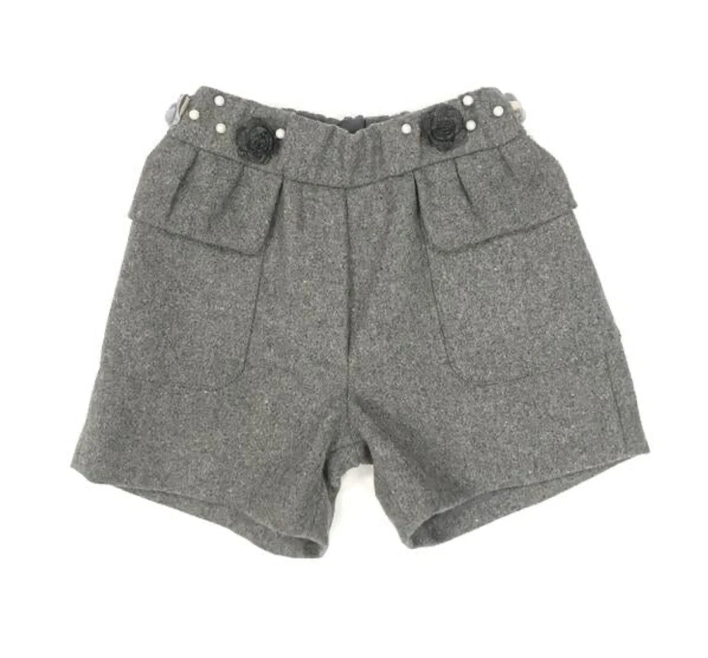 Embellished Waist Wooly Shorts