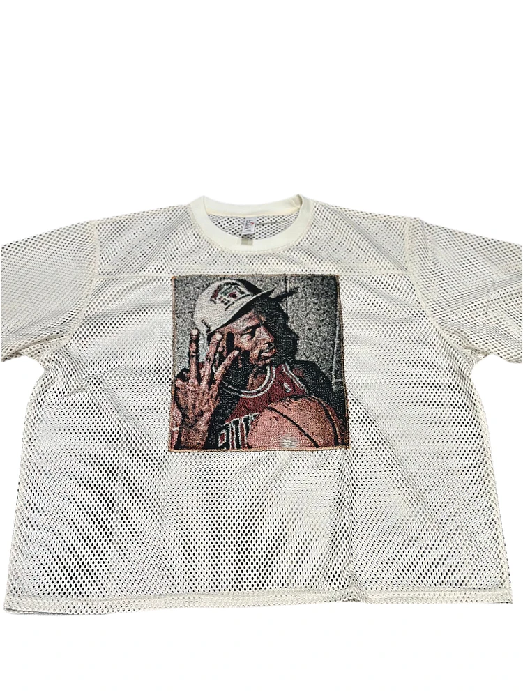 ANGEL GENTLE: JORDAN JERSEY MESH TAPESTRY TOP