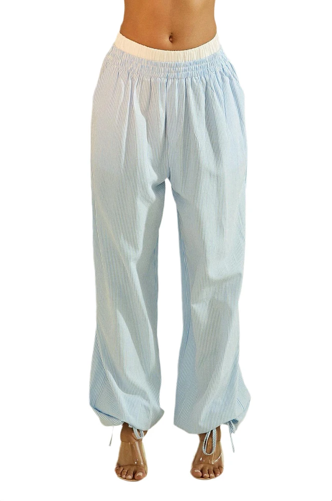 8586: BLUE STRIPED BOXER PANTS