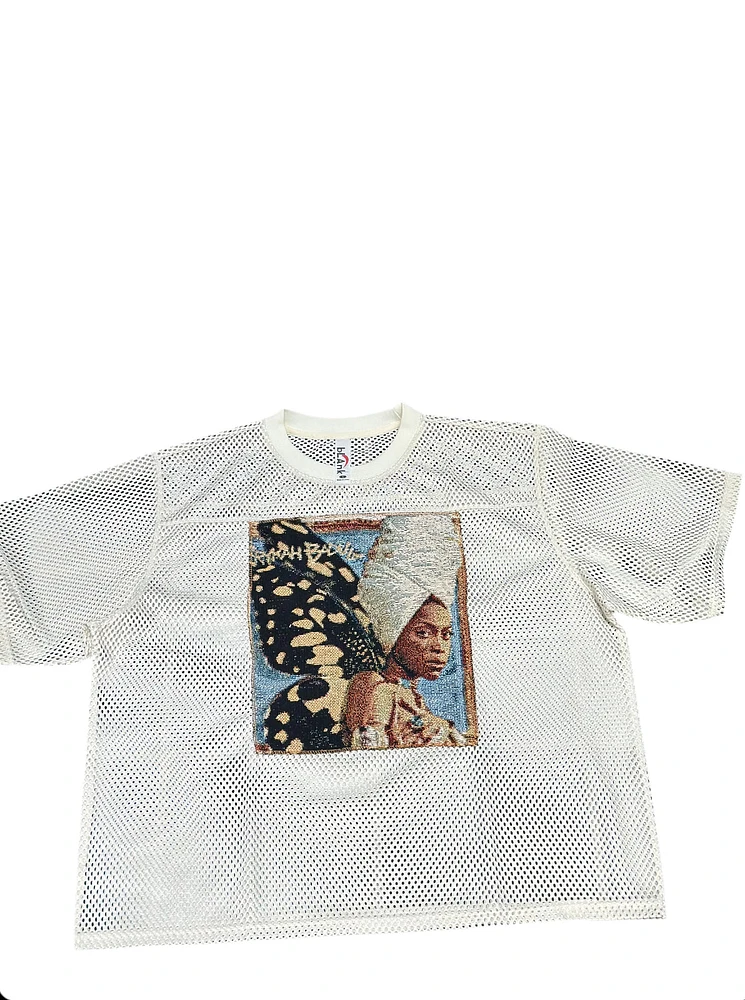 ANGEL GENTLE: BADU JERSEY MESH TAPESTRY TOP
