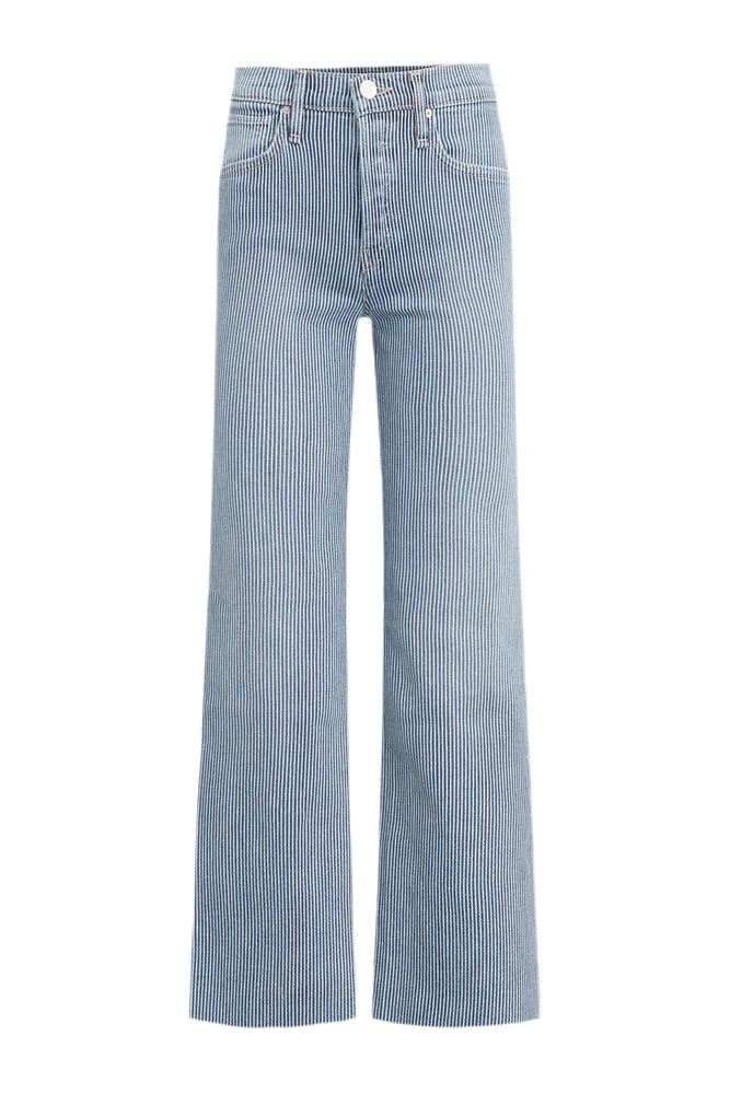HUDSON: RAILROAD STRIPE WIDE LEG ANKLE JEANS