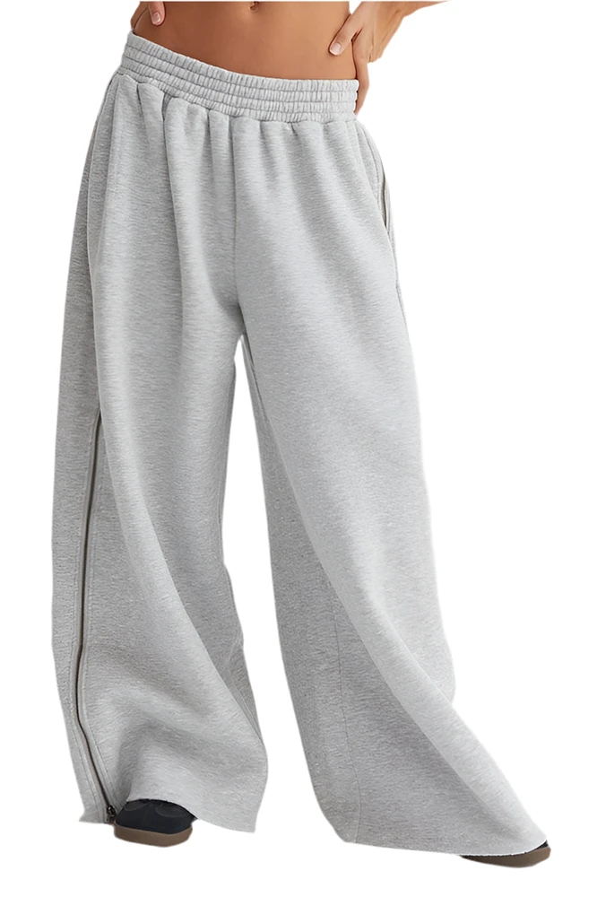 8586: WIDE LEG ZIPPER SWEATPANTS