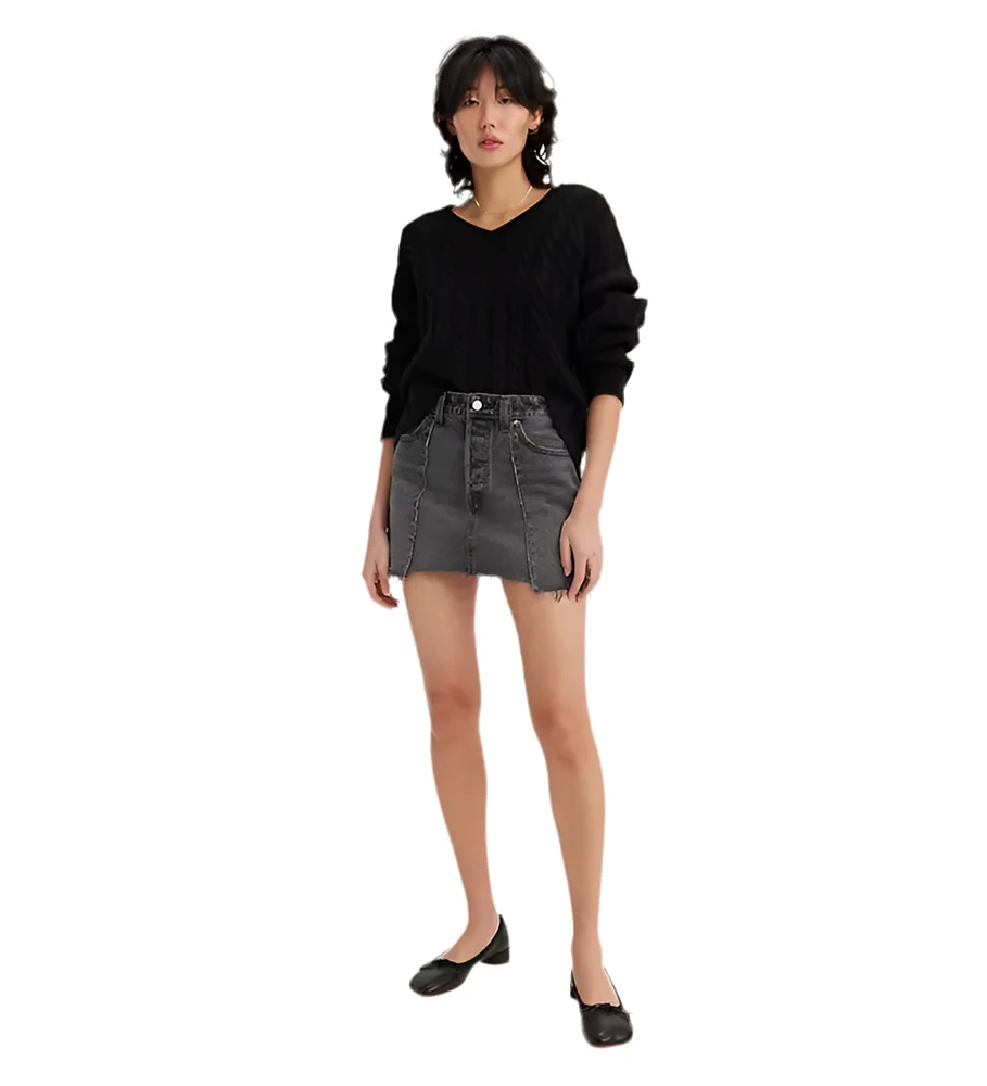 LEVIS: Recrafted Icon Raw Hem Denim Miniskirt
