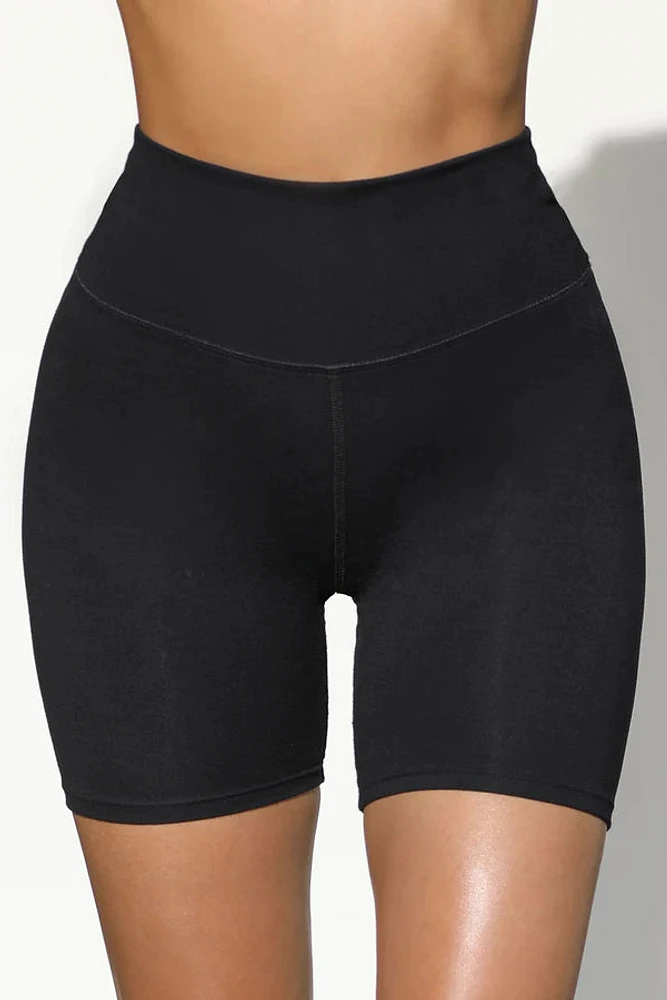 JOAH BROWN: SUEDED ONYX BIKER SHORTS