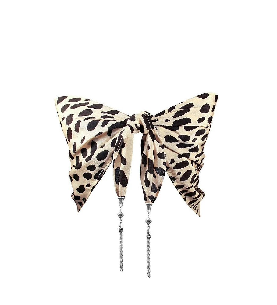 YUNIS K:LEOPARD PRINT SILK OVERSIZED BANDANA