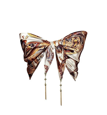 YUNIS K: PAISLEY PRINT SILK OVERSIZED BANDANA