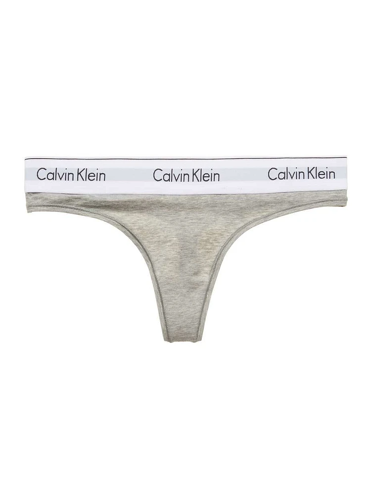 CALVIN KLEIN : GREY LOGO THONG