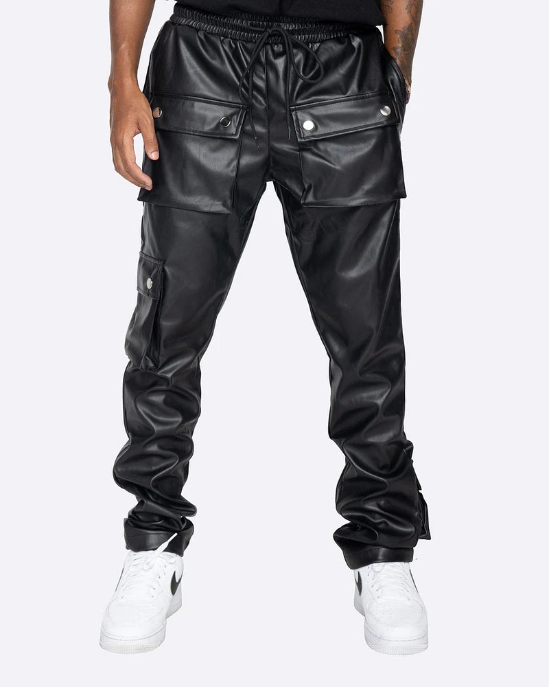 EPTM: FAUX LEATHER CARGO PANTS