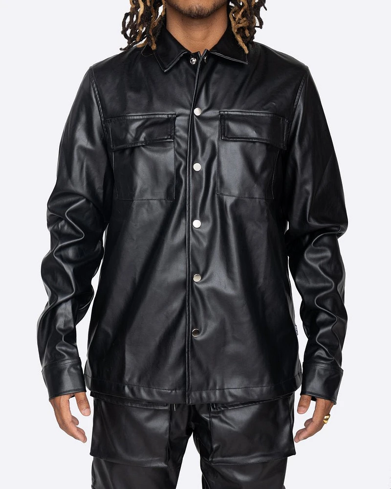 EPTM: PU LEATHER CARGO SHIRT