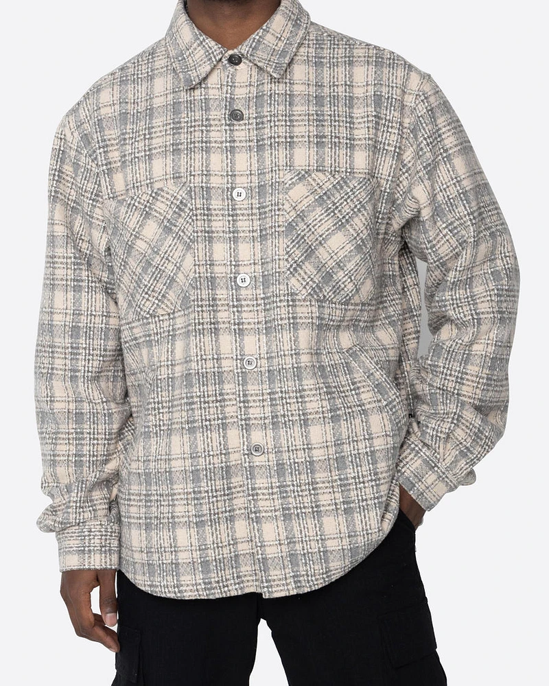 EPTM: CREAM SLIT FLANNEL SHIRT