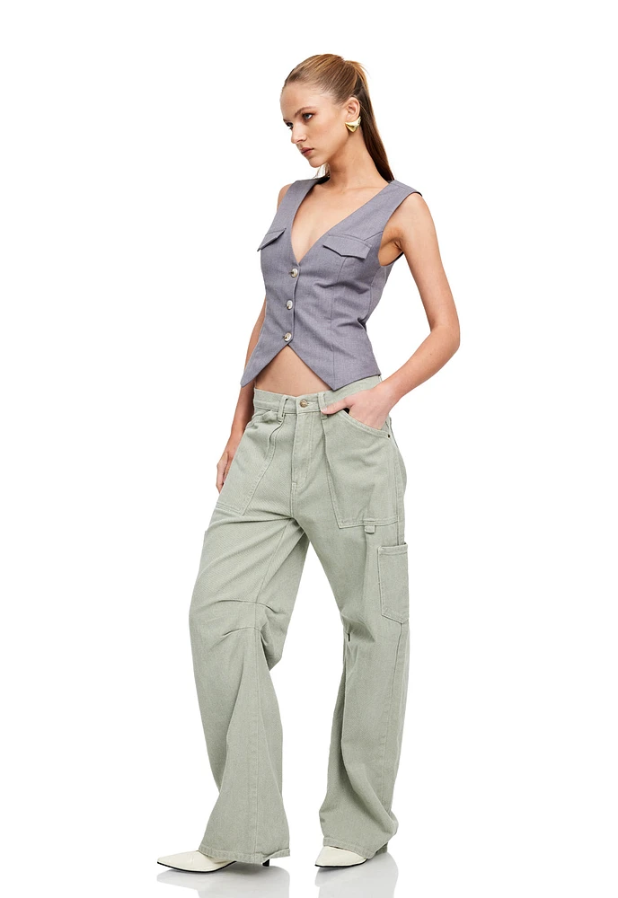 LIONESS: CINCO FITTED VEST SLATE