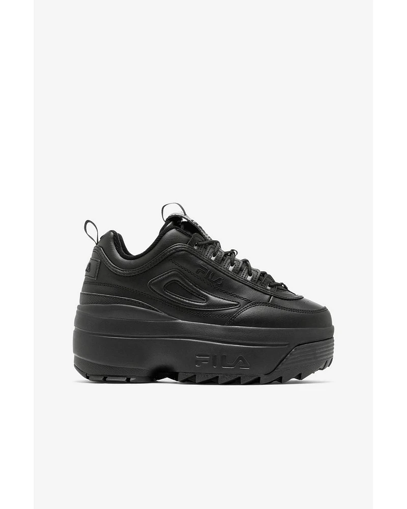 FILA: DISRUPTOR II BLACK WEDGE PLATFORM SNEAKERS