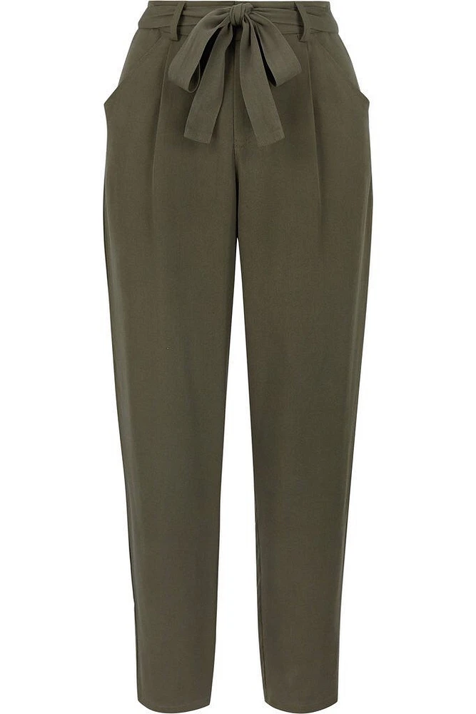 BISHOP + YOUNG: OLIVE GREEN PAPERBAG HIGH RISE PANTS