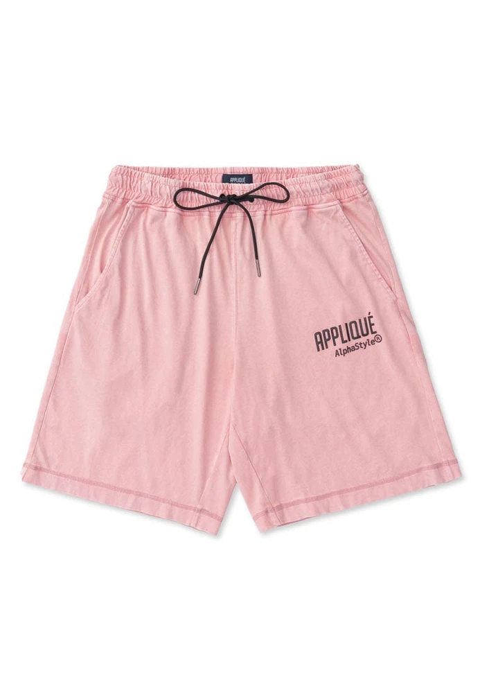 ALPHASTYLE: APPLIQUÉ MINERAL WASH SHORTS