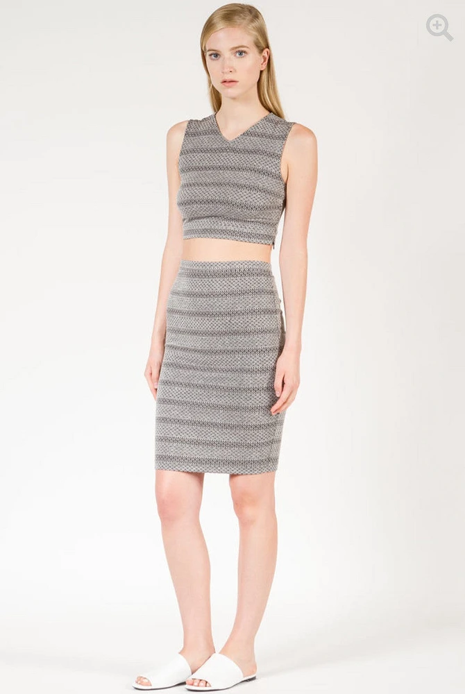 SHADES OF GREY : MOSAIC KNIT CROP TOP