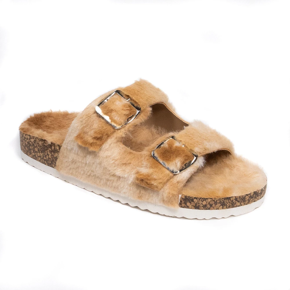 BOHO: FAUX FUR LINED STRAP SANDAL