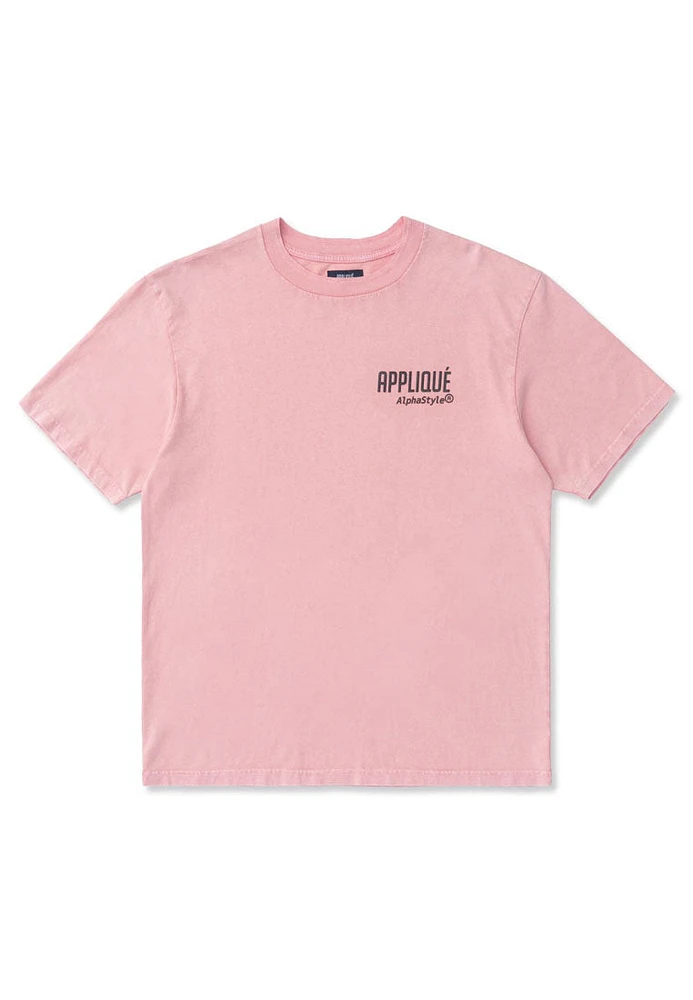 ALPHASTYLE: APPLIQUÉ MINERAL WASH T-SHIRT