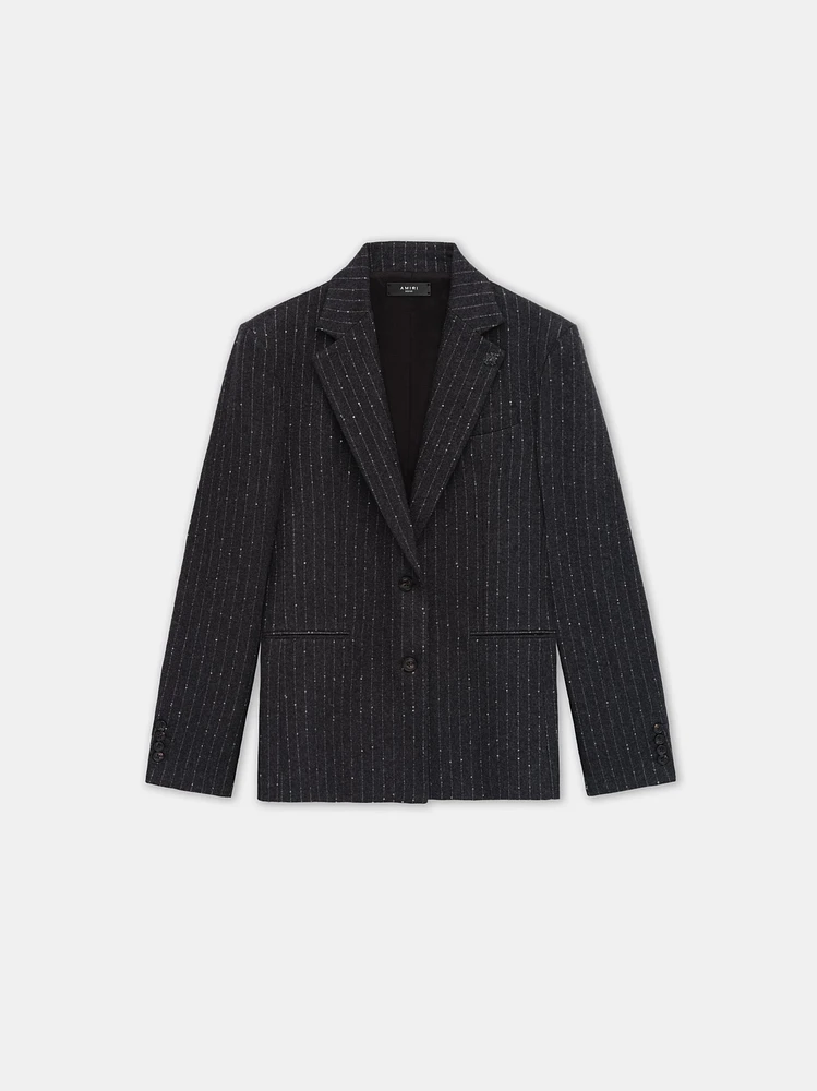 WOMEN - WOMEN'S SEQUIN PINSTRIPE BLAZER Dark Grey