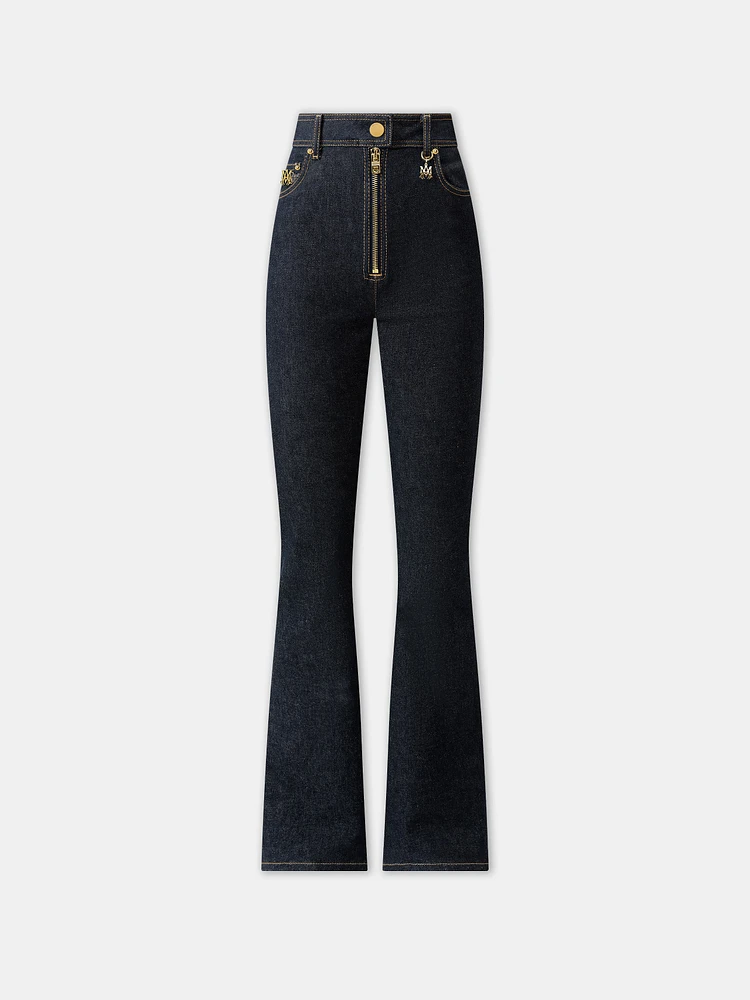 WOMEN - WOMEN'S ZIP UP FLARE JEAN Raw Indigo