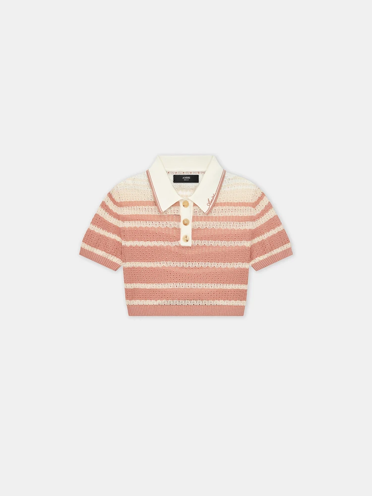WOMEN - WOMEN'S STRIPE CROPPED POLO Dusk Pink