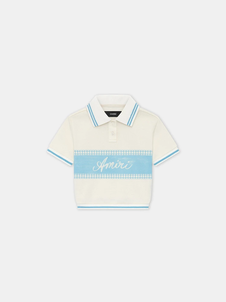WOMEN - WOMEN'S AMIRI BOX SCRIPT CROPPED POLO Ice Blue