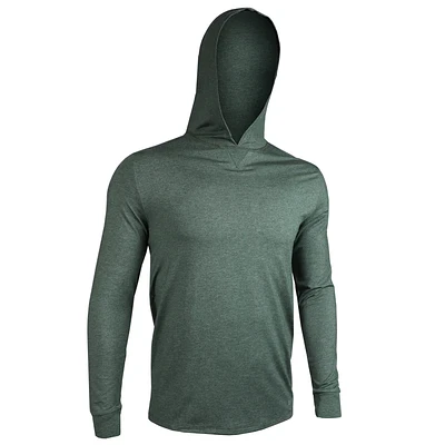 Luxury Heathered Forest Green Long Sleeve Hooded Sweater
