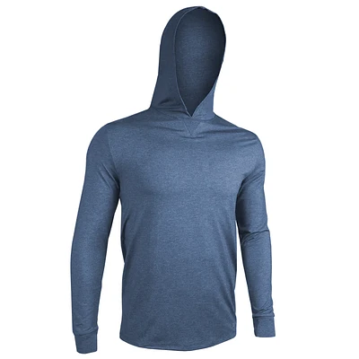 Luxury Heathered Indigo Long Sleeve Hooded Sweater