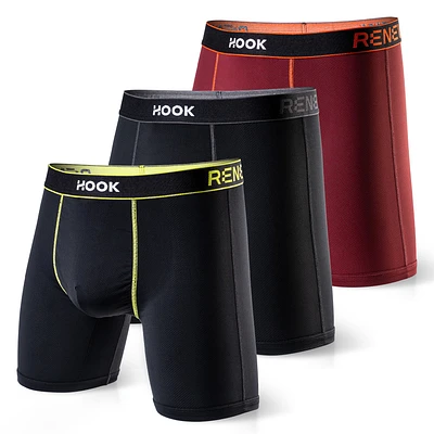 3 Renew boxers: Semi-compression black, lime and red