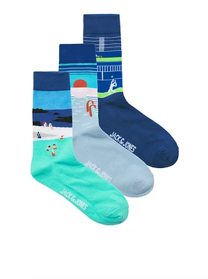 Pack of 3 pairs of Sunrise landscape socks