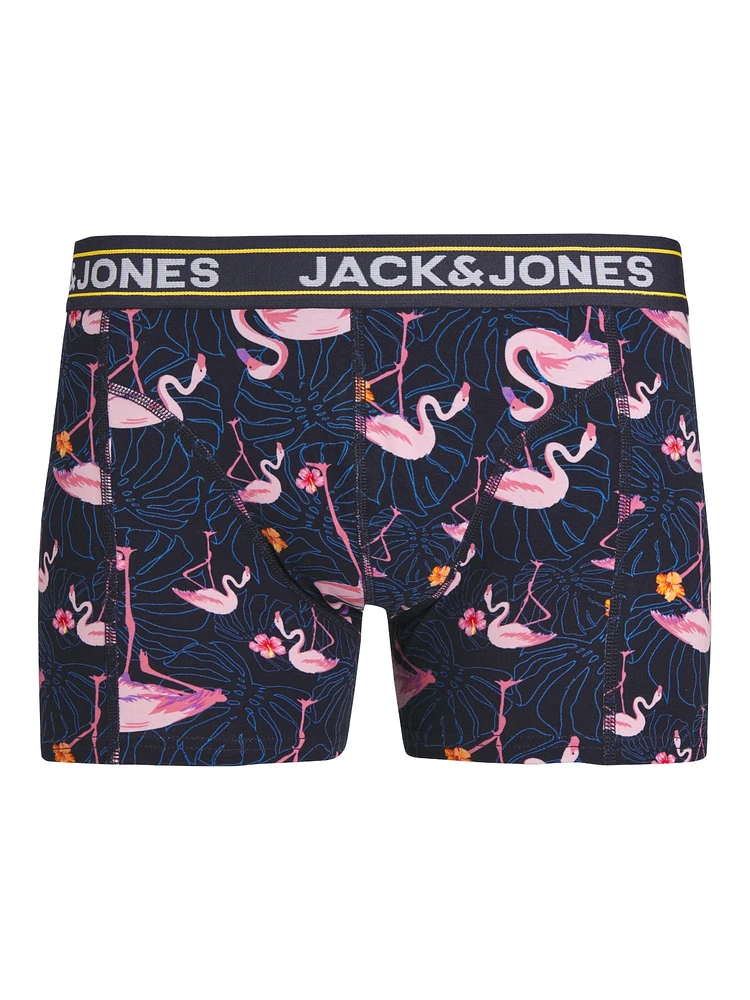 Boxer court Pink Flamingo : Navy Flower