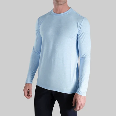 Luxury Heathered Light Blue Long Sleeve Sweater