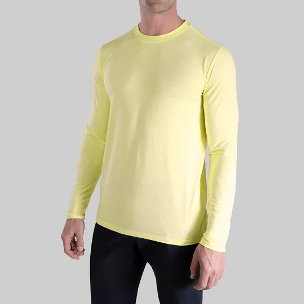 Luxury Heathered Light Yellow Long Sleeve Sweater