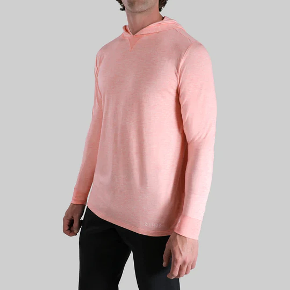 Luxury Heathered Salmon Long Sleeve Hooded Sweater
