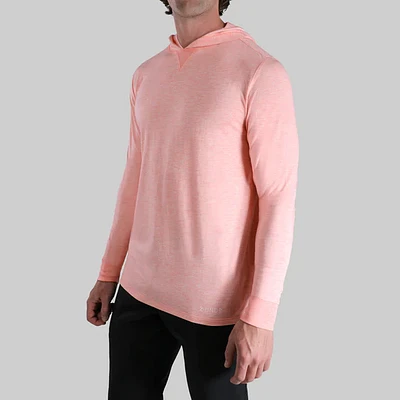 Luxury Heathered Salmon Long Sleeve Hooded Sweater