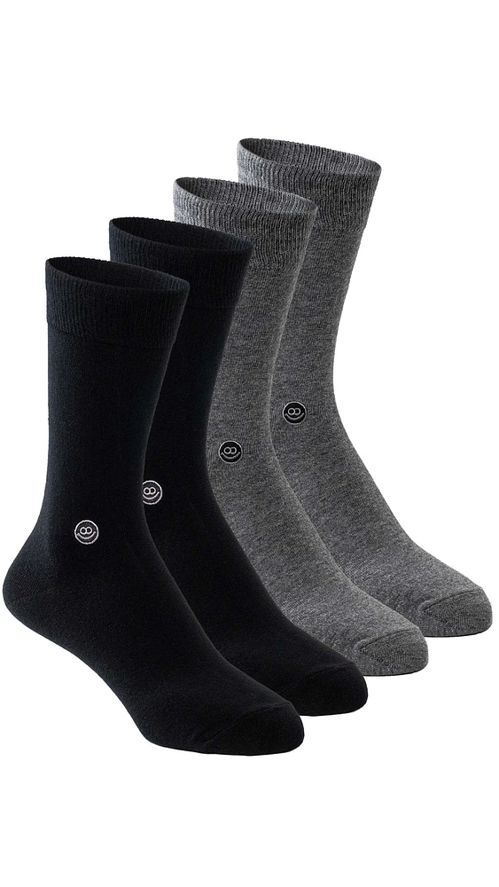 4 pairs of mid-calf stockings: Black & gray