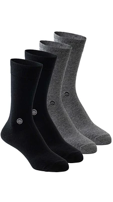 4 pairs of mid-calf stockings: Black & gray