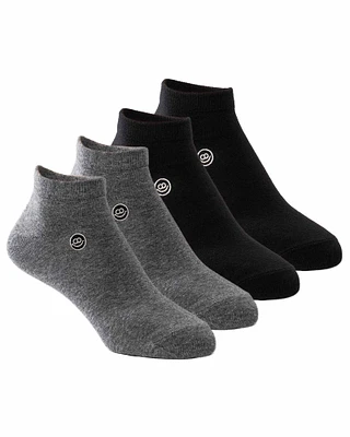 4 pairs of ankle socks: 2 black & 2 gray