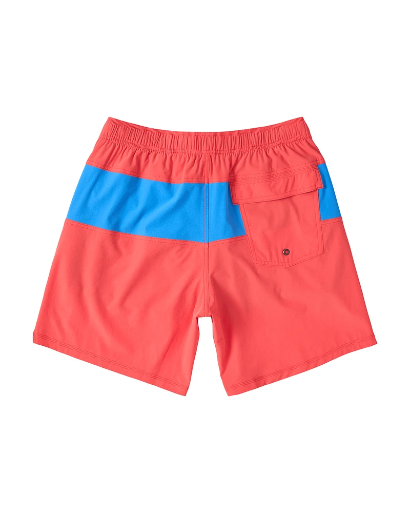 Maillot DE bain Saxx Oh Buoy STRETCH VOLLEY 7"  ROUGE CORAIL/BLEU COURSE
