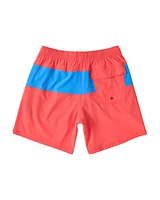 Maillot DE bain Saxx Oh Buoy STRETCH VOLLEY 7"  ROUGE CORAIL/BLEU COURSE