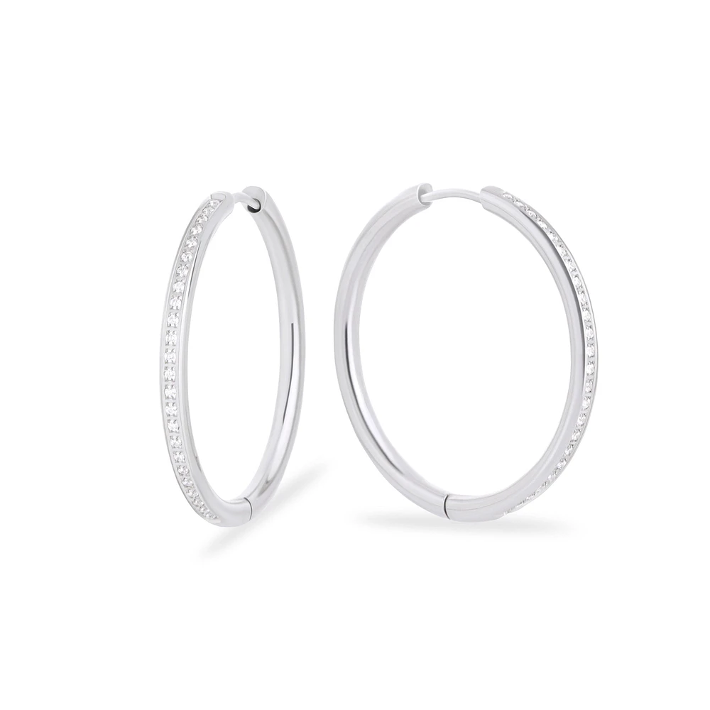 Boucles oreilles éternité minces acier inox 30mm