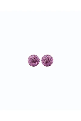 6mm Sparkle Ball Earrings - Amethyst Crystal