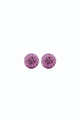 8mm Sparkle Ball Earrings - Amethyst Crystal