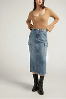 Cargo High Rise Jean Skirt