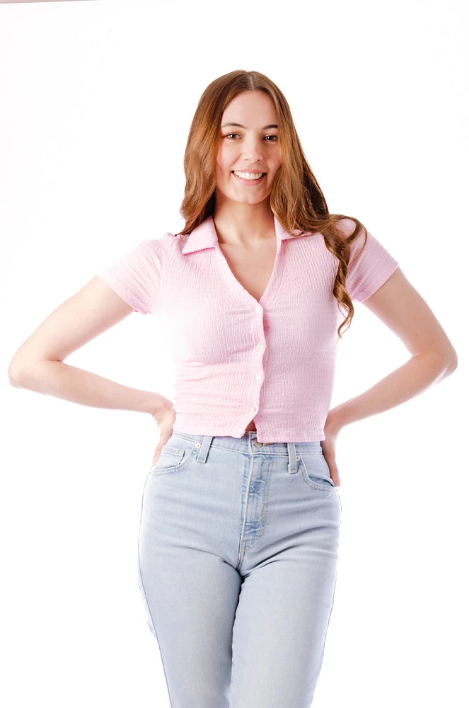 Crinkle Knit Top