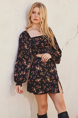 Dark Floral Crop Top